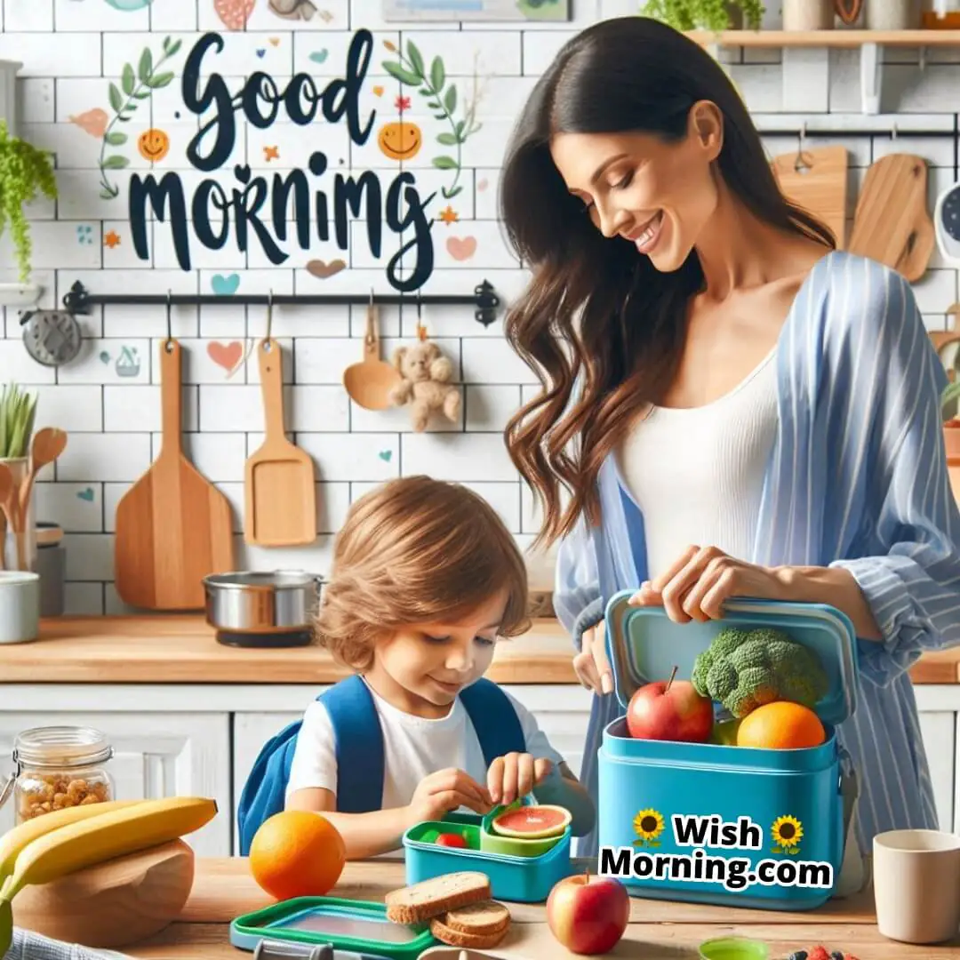 Good Morning Image Of Mother Packing Tiffin