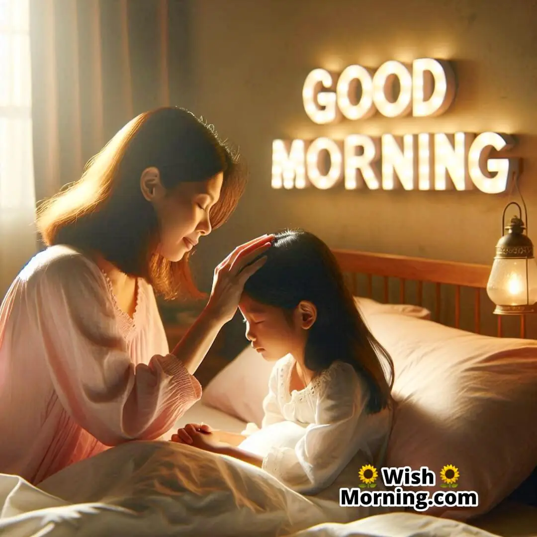 Good Morning Image Of Mother Waking Child