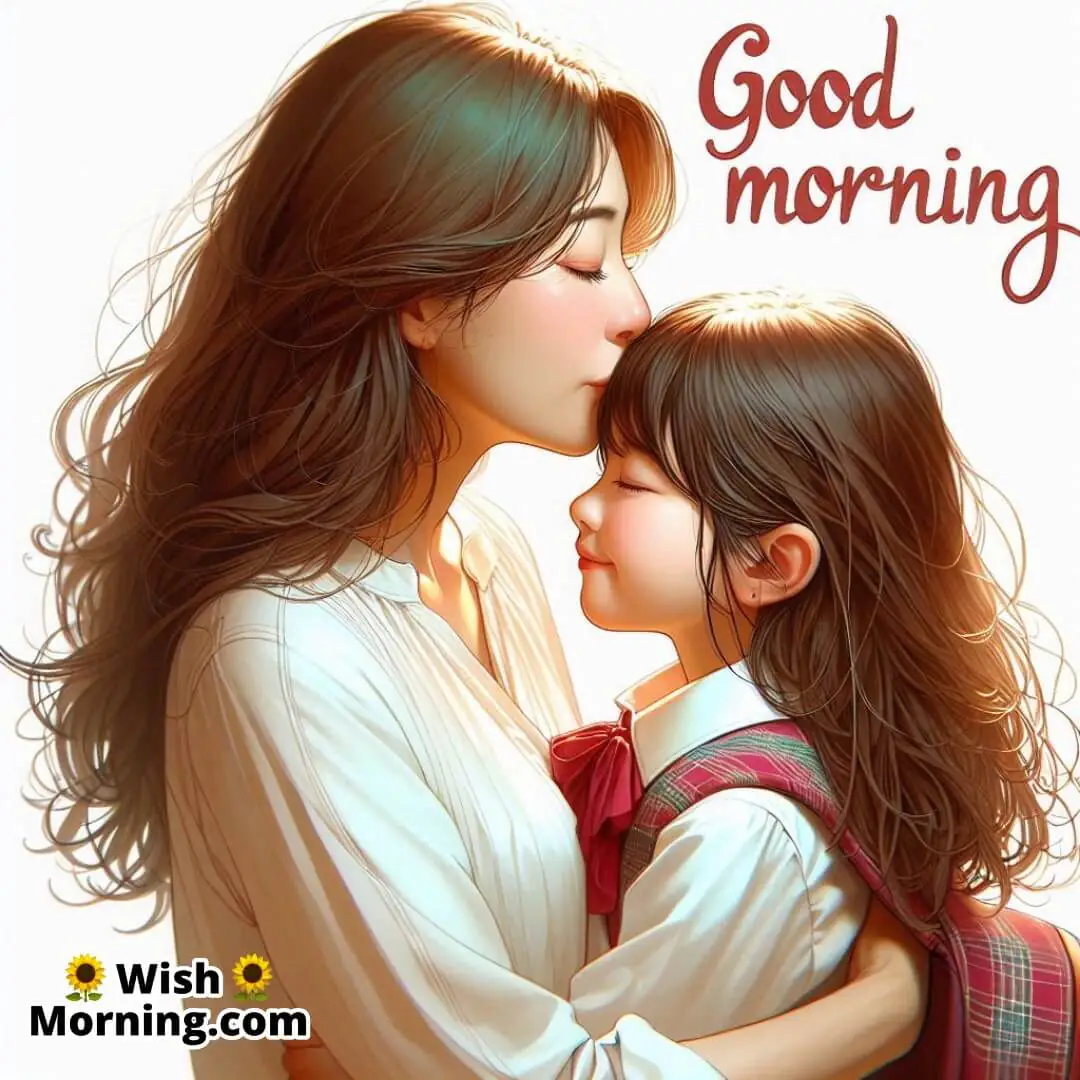 Good Morning Image Of Mother Kissing Her Child
