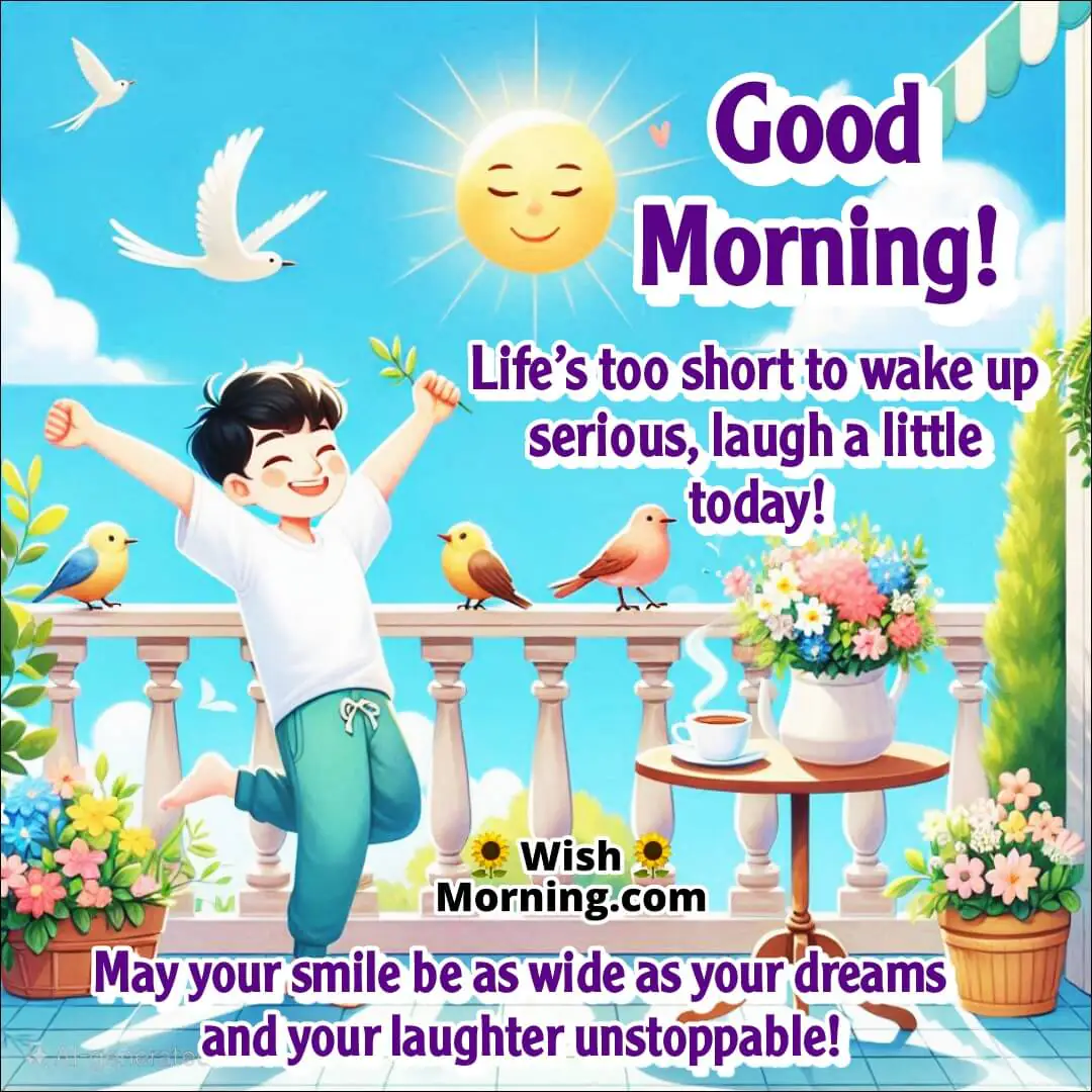 Good Morning laughter moment with cheerful morning vibes and nature’s freshness.