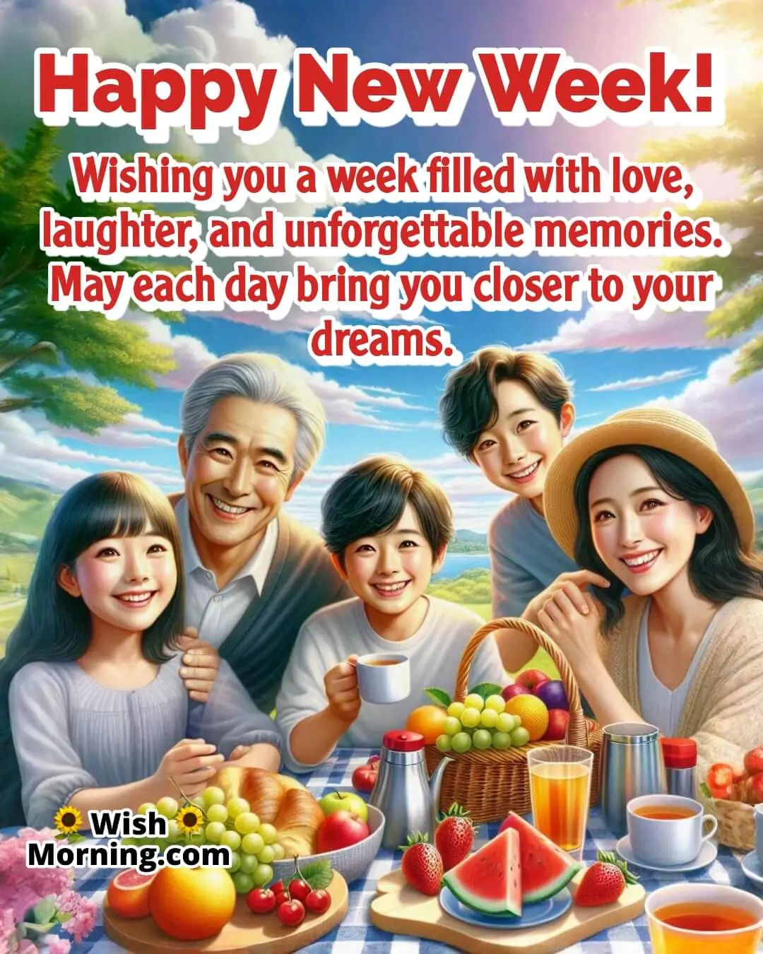 New Week image showing togetherness, joy, and dreams with vibrant picnic scene.