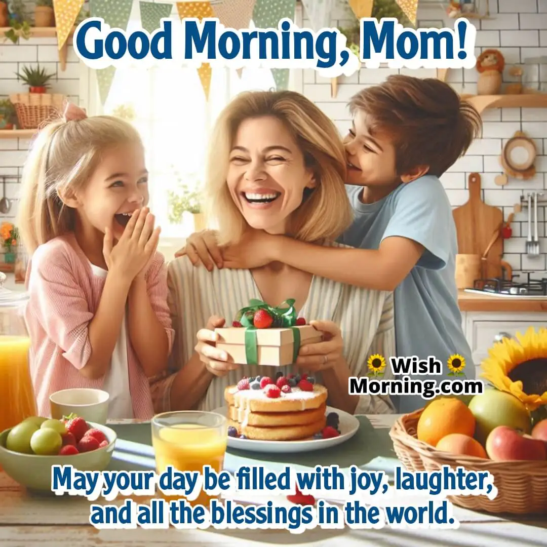 Joyful Mother Morning With Children Image