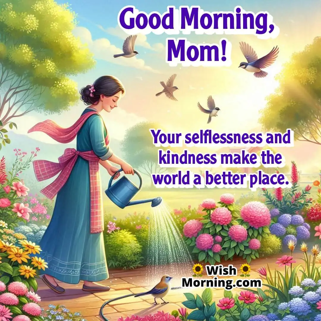 Kind Mother Morning Garden Scene Image