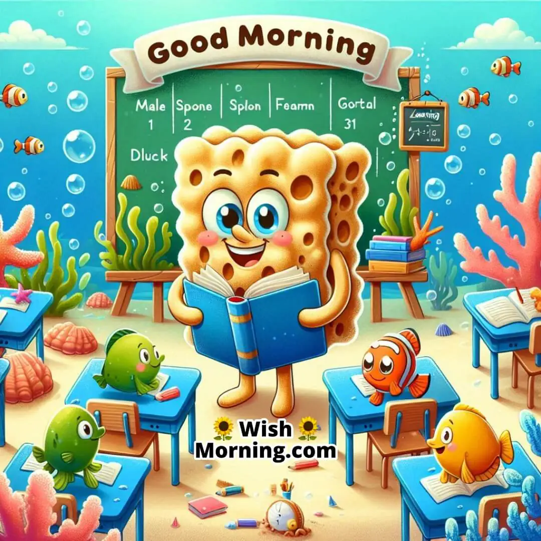 Good Morning SpongeBob image featuring — An ocean classroom scene reflecting themes of teamwork, learning through play, and friendship.
