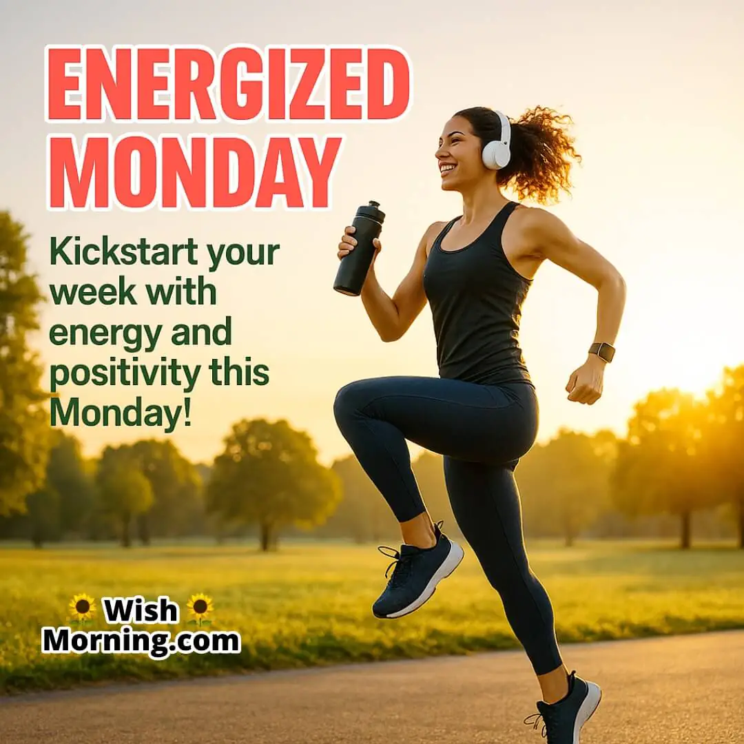 Energized Monday with fitness and sunshine symbolizing strength and positive momentum.