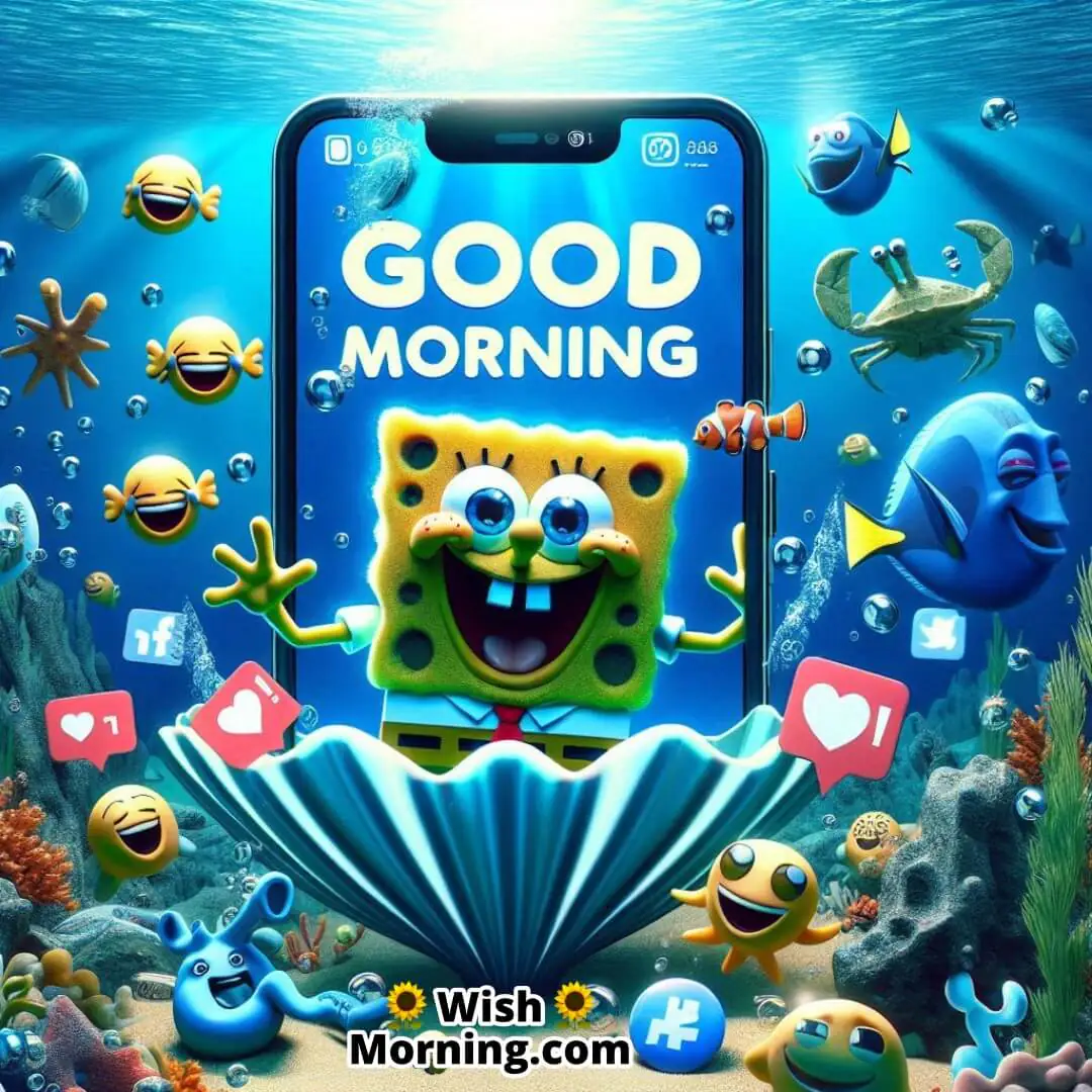 Good Morning SpongeBob image featuring — A digital sea scene symbolizing cultural influence, internet humor, and iconic meme legacy.