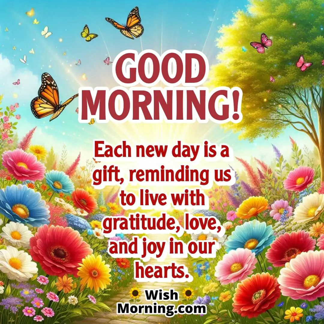 Good Morning image featuring a peaceful countryside sunrise with natural calmness symbolizing inner peace.