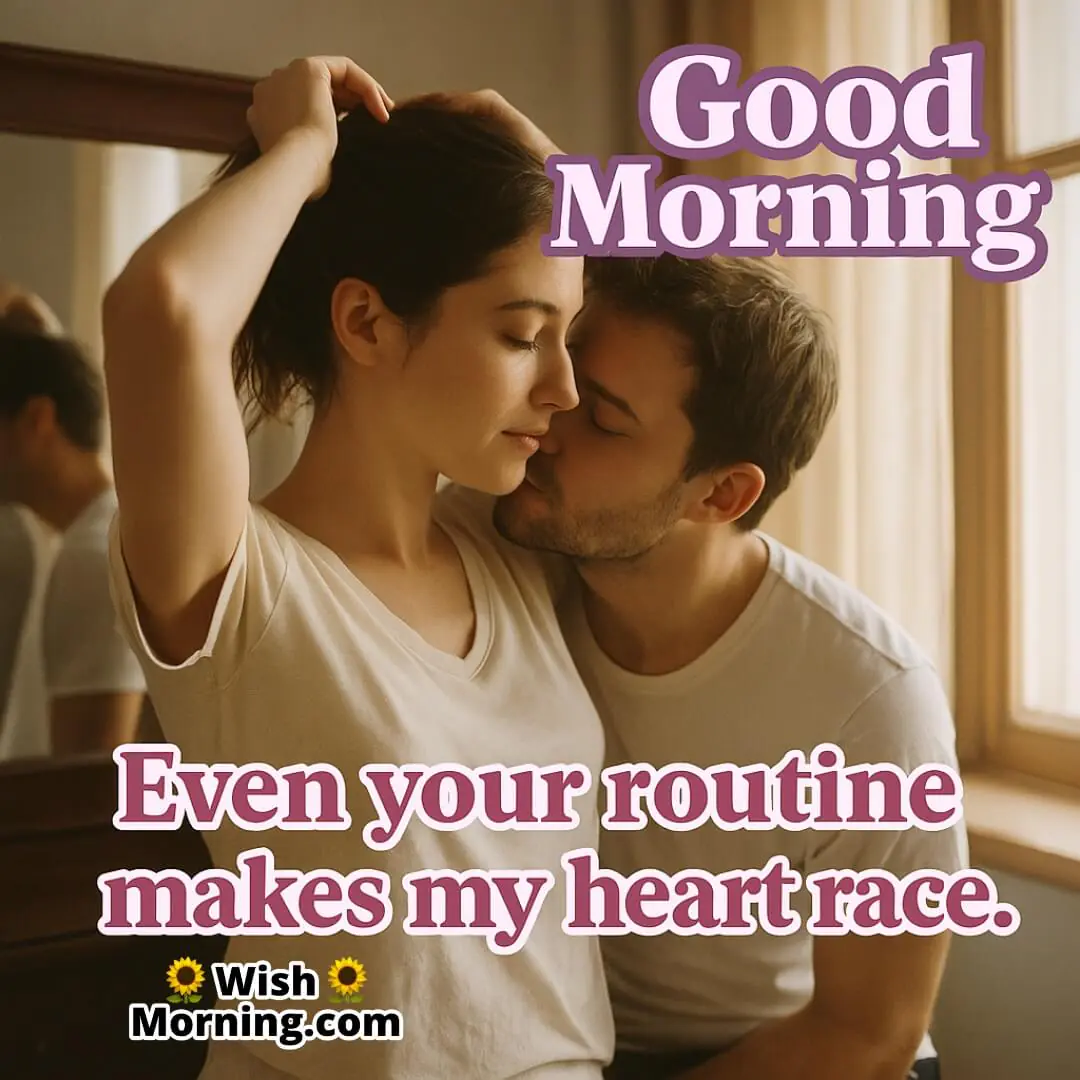 Good Morning Kiss image showing intimate hair-tying kiss moment, symbolizing desire and closeness.