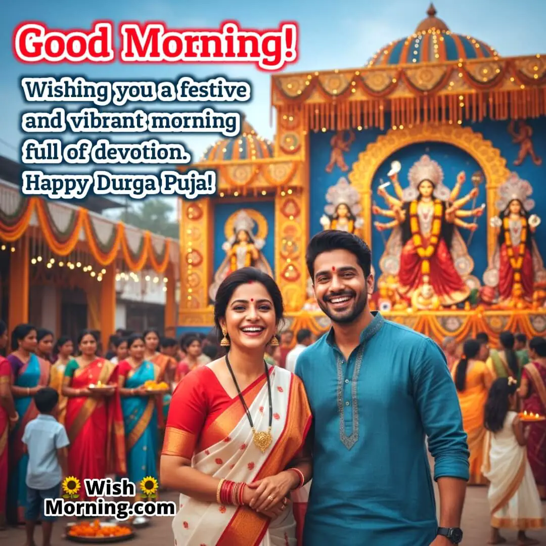 Festive Vibrant Morning Devotion Happy Durga Puja