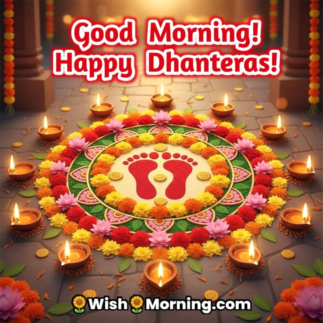 Good Morning Happy Dhanteras Rangoli Image