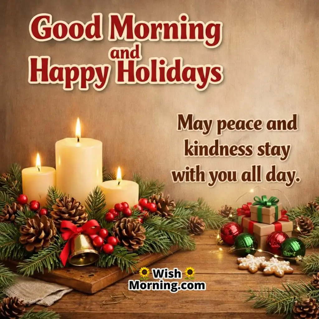 Peace and Kindness Holiday Blessing image featuring soft festive glow and calm surroundings symbolizing kindness, harmony, and goodwill.