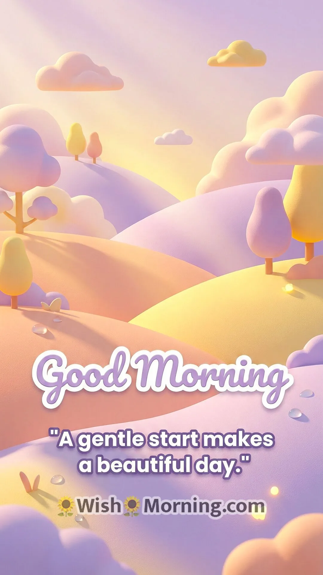 Good Morning pastel wallpaper featuring soft 3D colours and a gentle motivational quote.