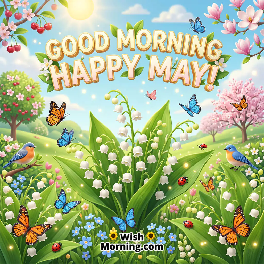 Good Morning Happy May Lilies Of The Valley In Bloom Image