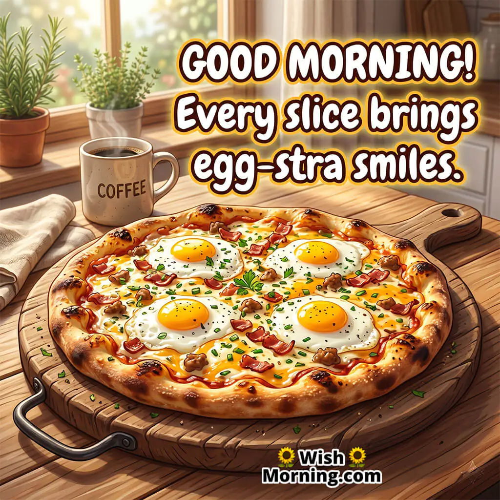 Good Morning Egg Pizza Image With Funny Quote